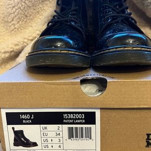 Girls black patent Dr Martens